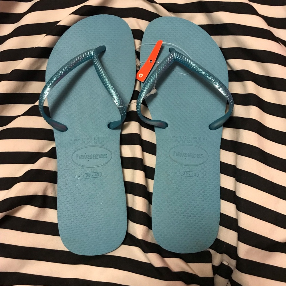 NEW Havaianas | Metallic Blue Flip Flops